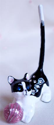 ハチワレ猫リングホルダー