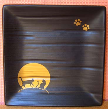 猫柄の角皿