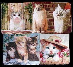 ゴブラン織り猫柄クッションカバー