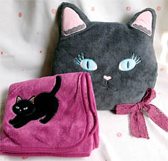 猫のクッション&ブランケットセット