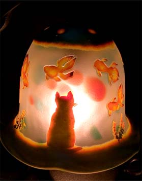 猫のガラスランプ