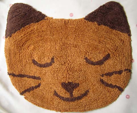 猫の顔型マット(ブラウン)