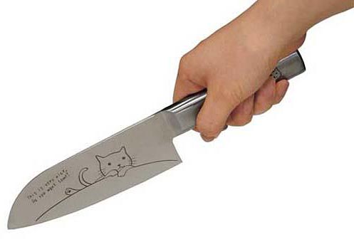 猫のイラスト入り包丁 ナイフ