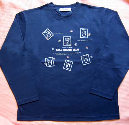 猫Tシャツホワイト(ネイビー)