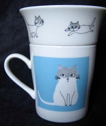 猫のカップ(ブルー)
