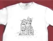 犬猫のスケッチTシャツ