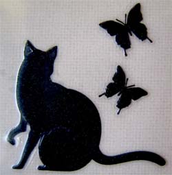 防水猫シール（ブラック）蝶々