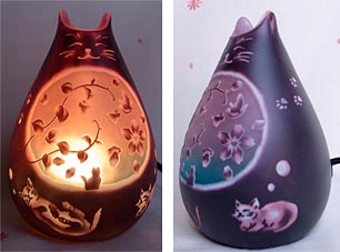 猫のガラスランプ